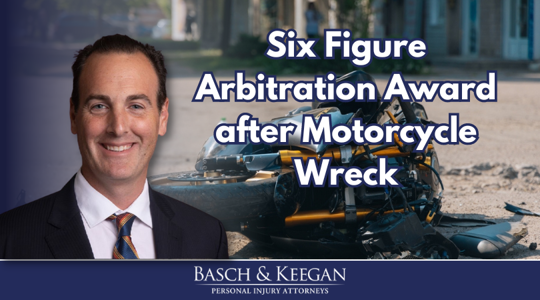 Six Figure Arbitration Award after Motorcycle Wreck