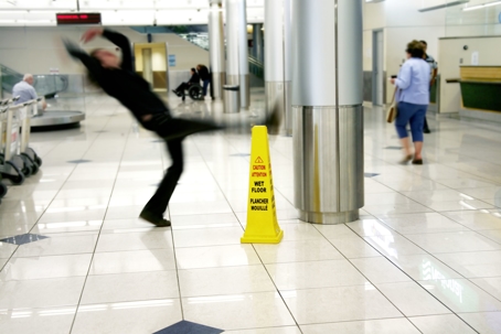 Man slipping and falling
