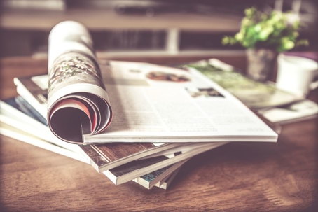 Magazines on a table