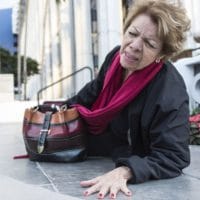 A woman slipped and fell outside